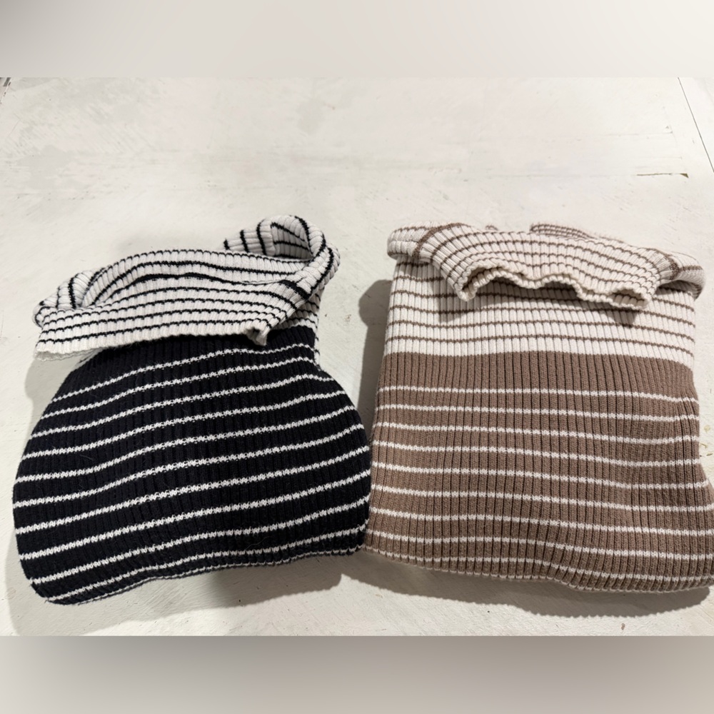2 pack Studio Works Cream & Brown Striped Sweater and black & white